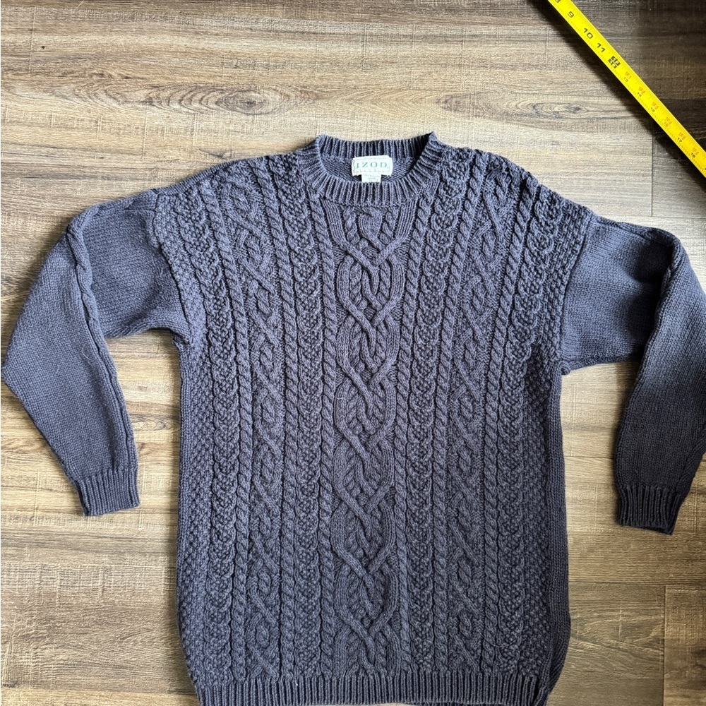 Izod Men's Dark Gray Cable Knit Sweater